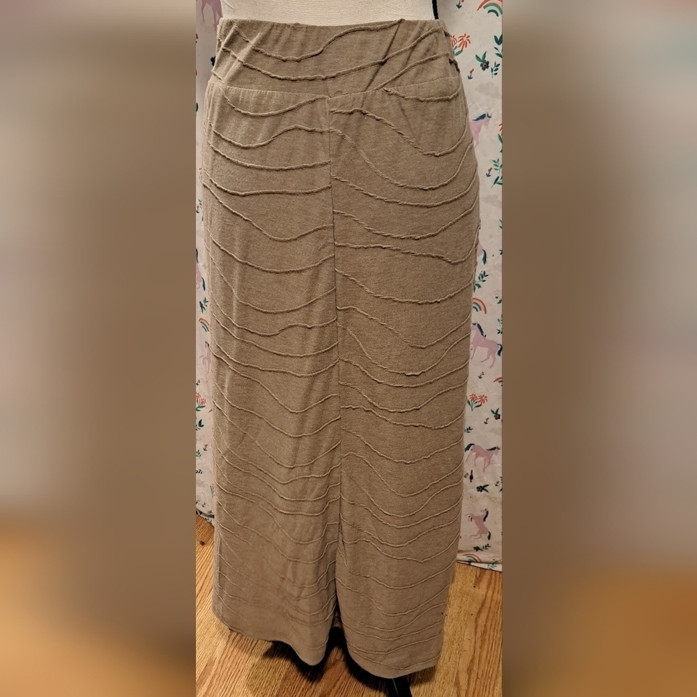 EUC Dressbarn Beige Rib Cotton Neutral Boho Casual Maxi Skirt Dress SZ XL - Picture 2 of 4